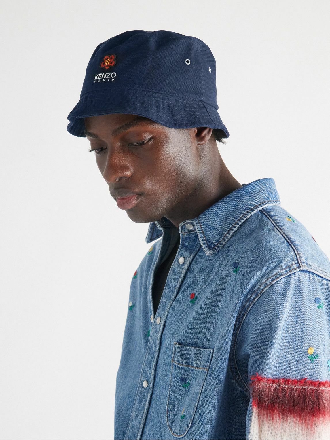 Embroidered Logo Bucket Hat Kenzo KENZO Appliquéd Logo-Embroidered