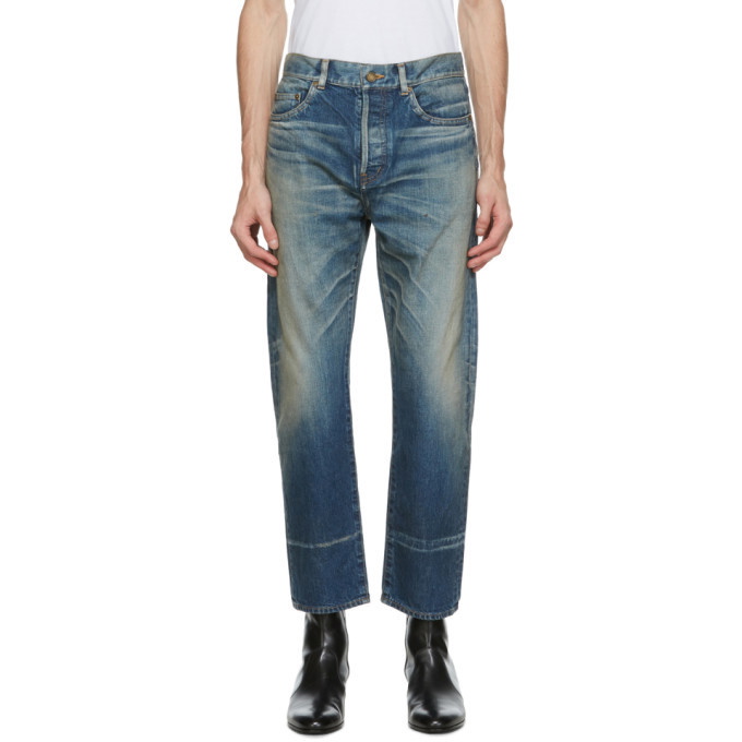 Photo: Saint Laurent Blue Staight-Cut Jeans