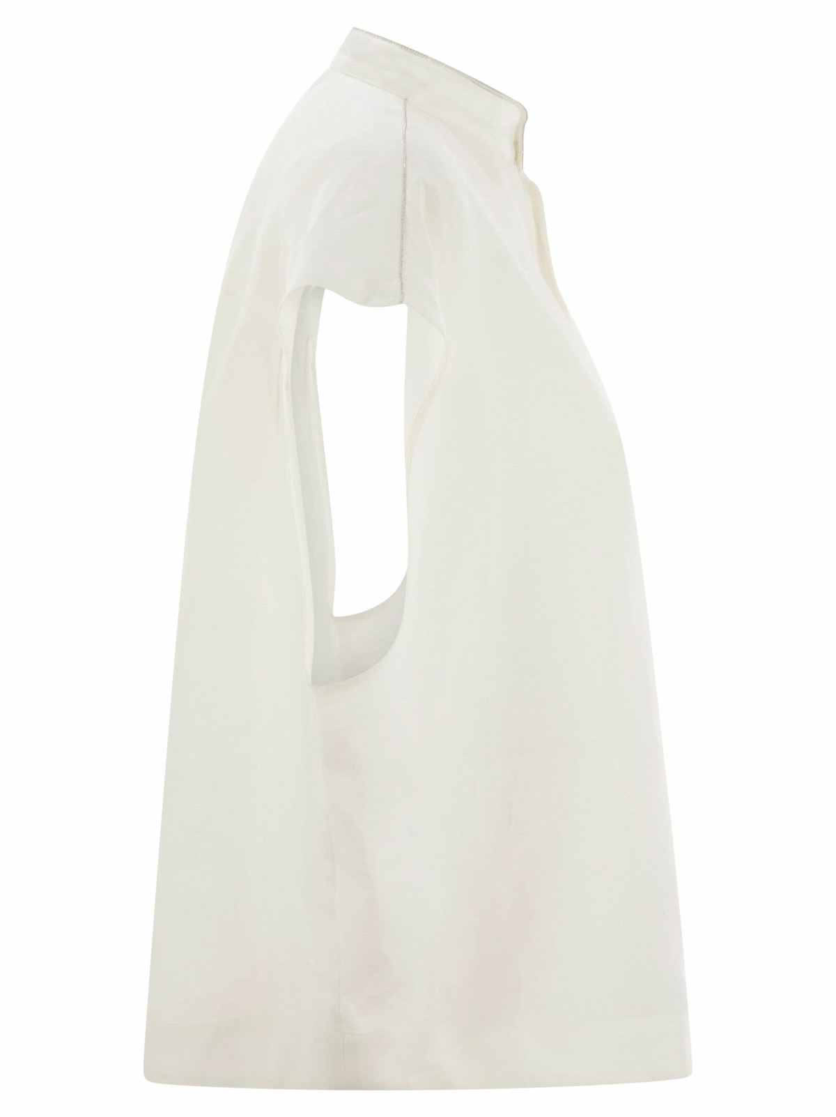 Tシャツ・カットソー FABIANA FILIPPI Sleeveless linen shirt (CAD275F883 1259) Linen canvas shirt, greige for Women | Fabiana Filippi®