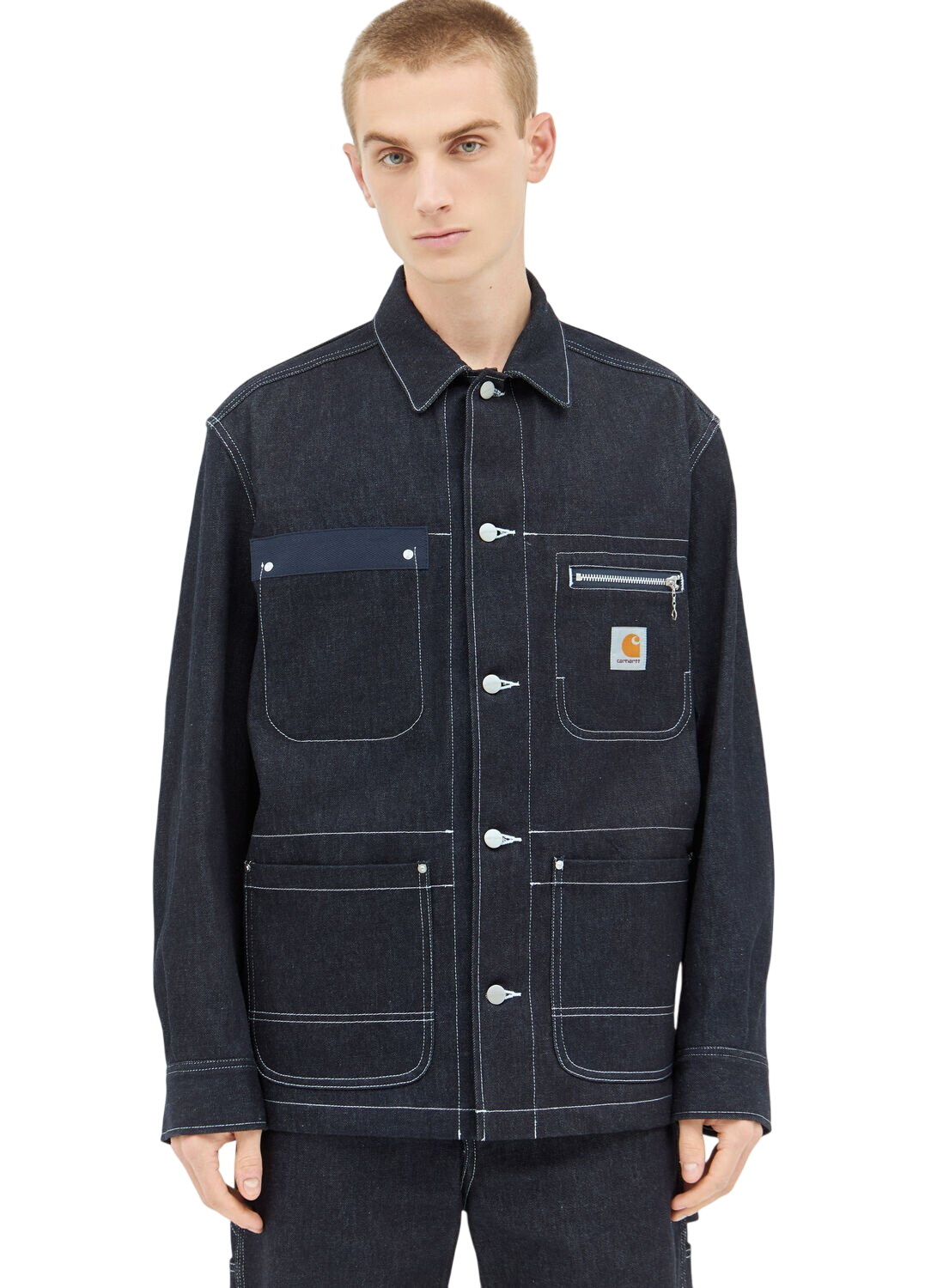 Junya Watanabe Navy Le Laboureur Edition Tulip Patch Work Jacket