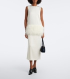Loulou de Saison Sonia feather-trimmed midi dress