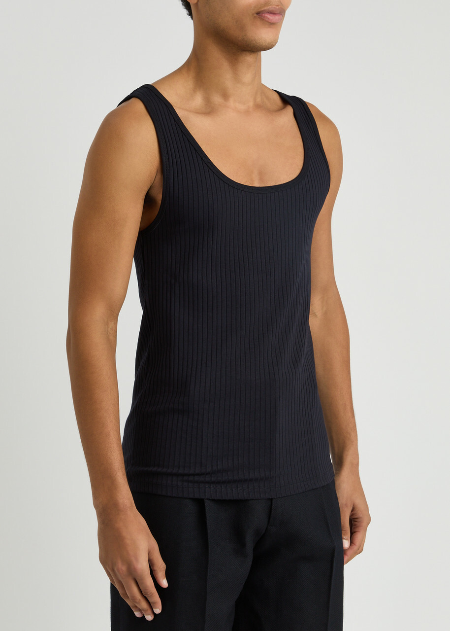 Dries Van Noten Holly Ribbed Jersey Vest Navy