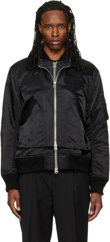 Photo: sacai Black Cotton Nylon Twill Bomber Jacket