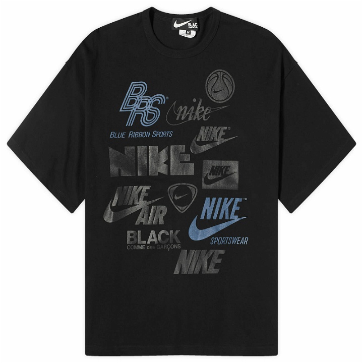 Photo: Comme des Garçons Men's x Nike Oversized Logos Print T-Shirt in Black