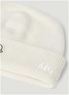Logo Embroidery Beanie Hat in White