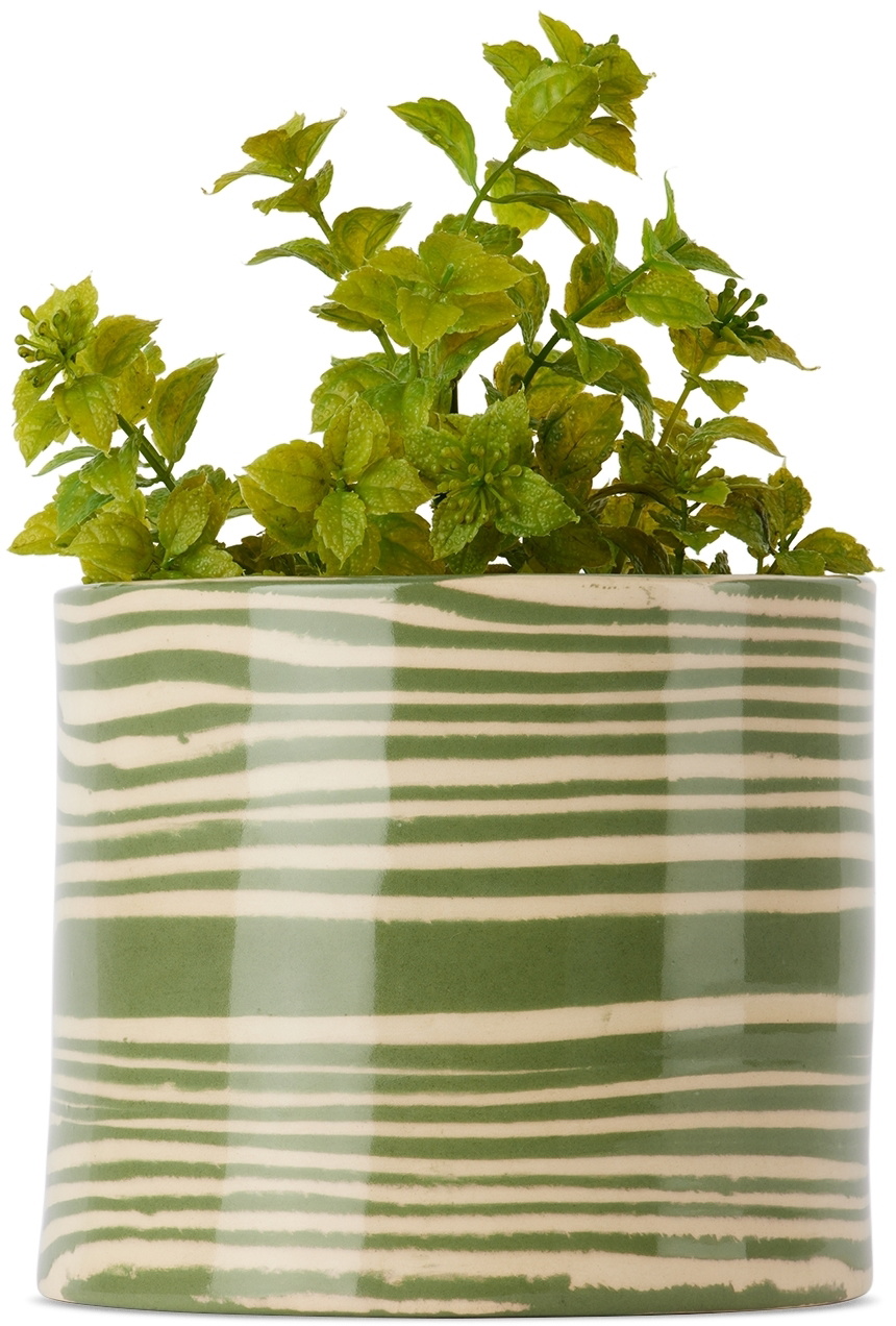 Henry Holland Studio Green & White Ceramic Planter