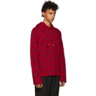 McQ Alexander McQueen Red and Navy Cutup Coverlock Hoodie
