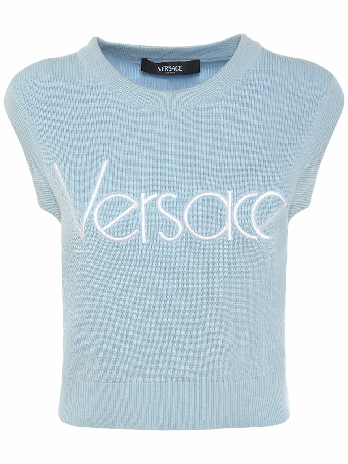 VERSACE Logo Embroidered Knit Vest Versace