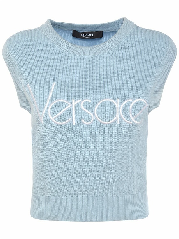 Photo: VERSACE Logo Embroidered Knit Vest