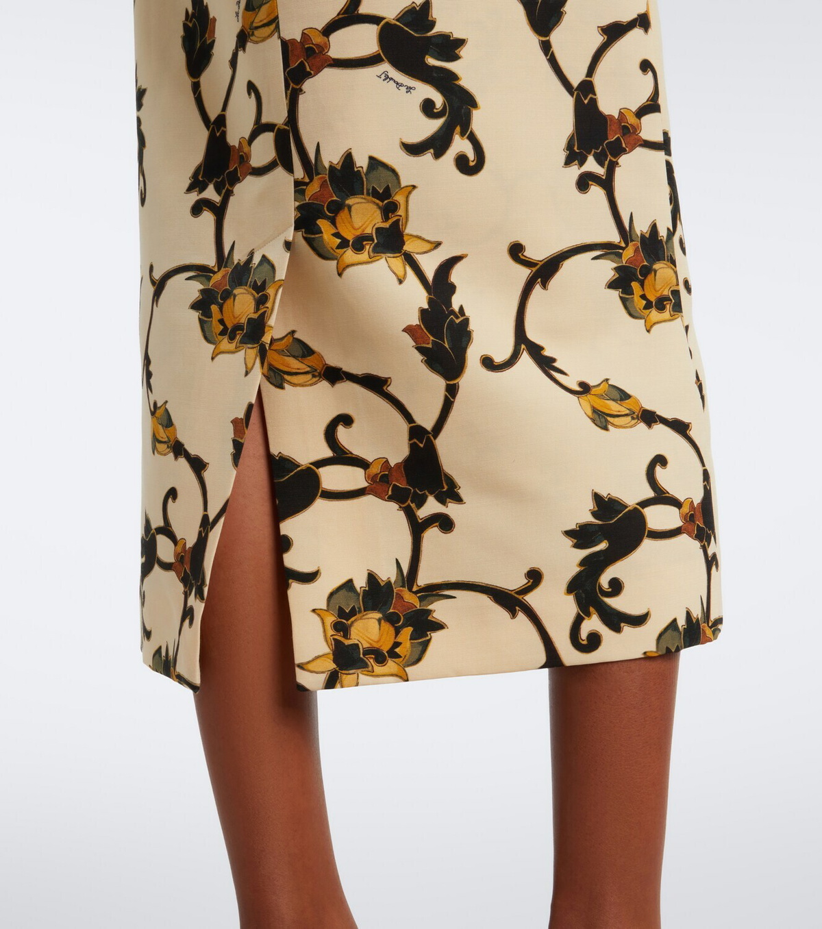 La DoubleJ Printed wool-blend cady pencil skirt