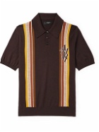 AMIRI - Striped Wool and Cotton-Blend Polo Shirt - Brown