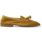Edward Green - Portland Leather-Trimmed Suede Tasselled Loafers - Yellow