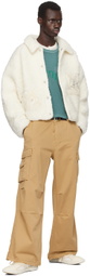 ERL Off-White Fleeced Wool Varsity Jacket