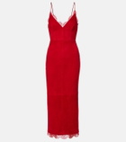 Alex Perry Lace-trimmed suede midi dress