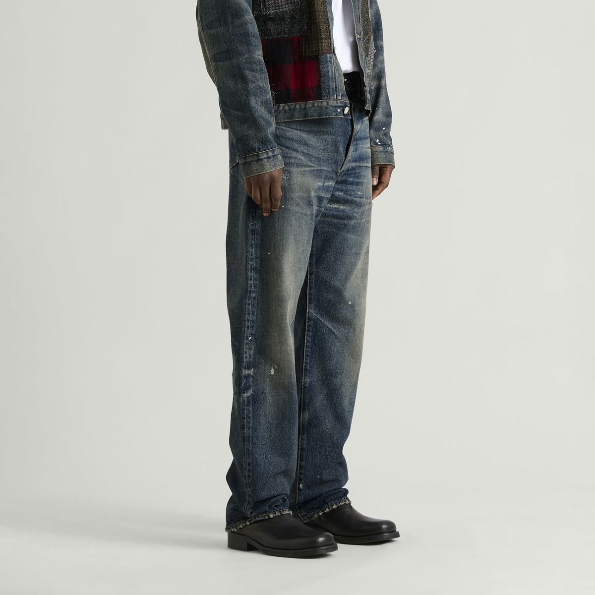 Junya Watanabe MAN Men's Custom Patchwork Denim Jeans in Indigo Mix