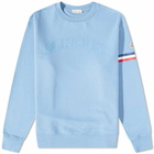 Moncler Men's Tricolor Tape Crew Sweat in Blue