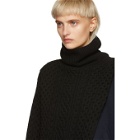 Sacai Black and Navy Knit and French Terry Turtleneck