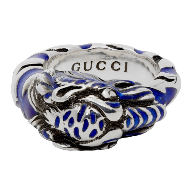 Gucci Double Tiger Head Ring 9.5 Antique Silver