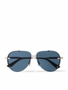 Dior Eyewear - NeoDior A1U Aviator-Style Guilloché Silver-Tone Sunglasses