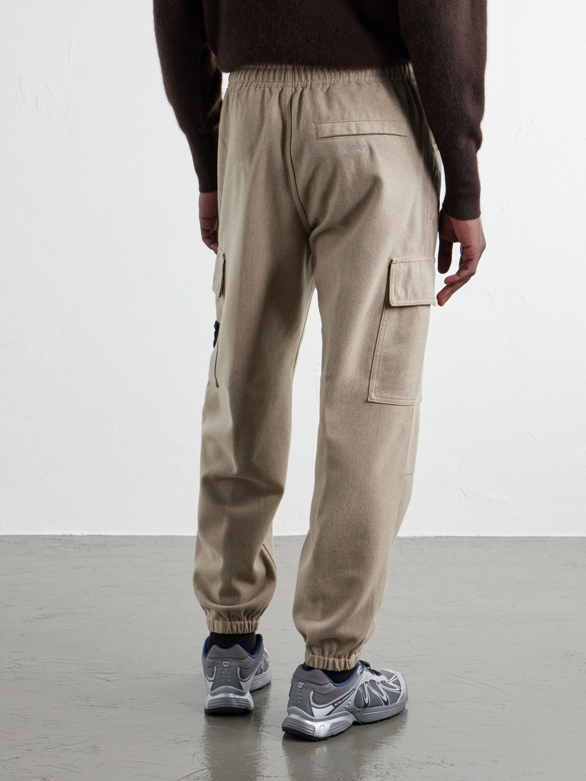 Stone Island - Garment-Dyed Wool-Blend Nylon Flannel-TC Cargo Sweatpants - Brown