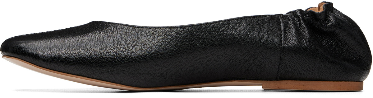 A.P.C. Black Square-Toe Leather Ballerina Flats