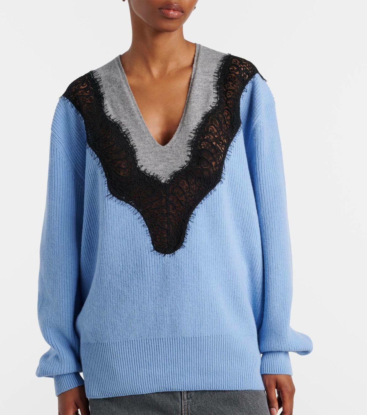 Stella McCartney Lace-trimmed virgin wool sweater Stella McCartney