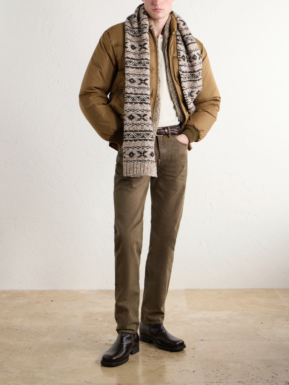 RRL - Fair Isle Wool-Blend Jacquard Scarf - Brown
