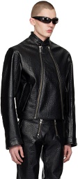 GmbH Black Ravn Faux-Leather Biker Jacket