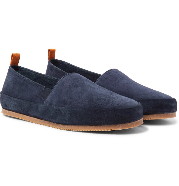Photo: Mulo - Shearling-Lined Suede Slippers - Blue