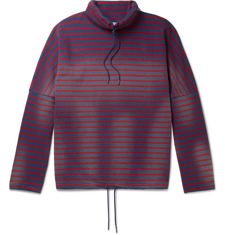 Photo: Martine Rose - Striped Loopback Cotton-Jersey Hoodie - Red