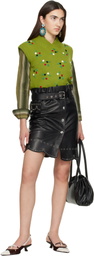 Marni Black Micro-Studs Leather Belted Skirt