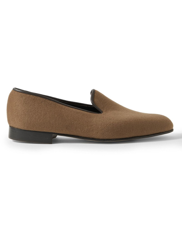 Photo: George Cleverley - Albert Leather-Trimmed Cashmere Loafers - Brown