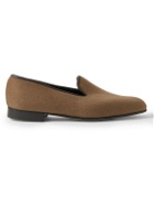 George Cleverley - Albert Leather-Trimmed Cashmere Loafers - Brown