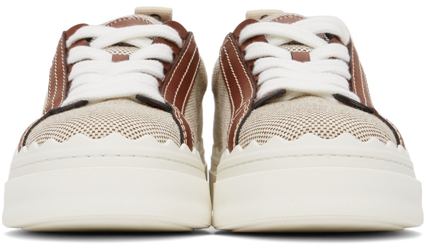 Chloé Beige & Burgundy Woody Sneakers Chloe