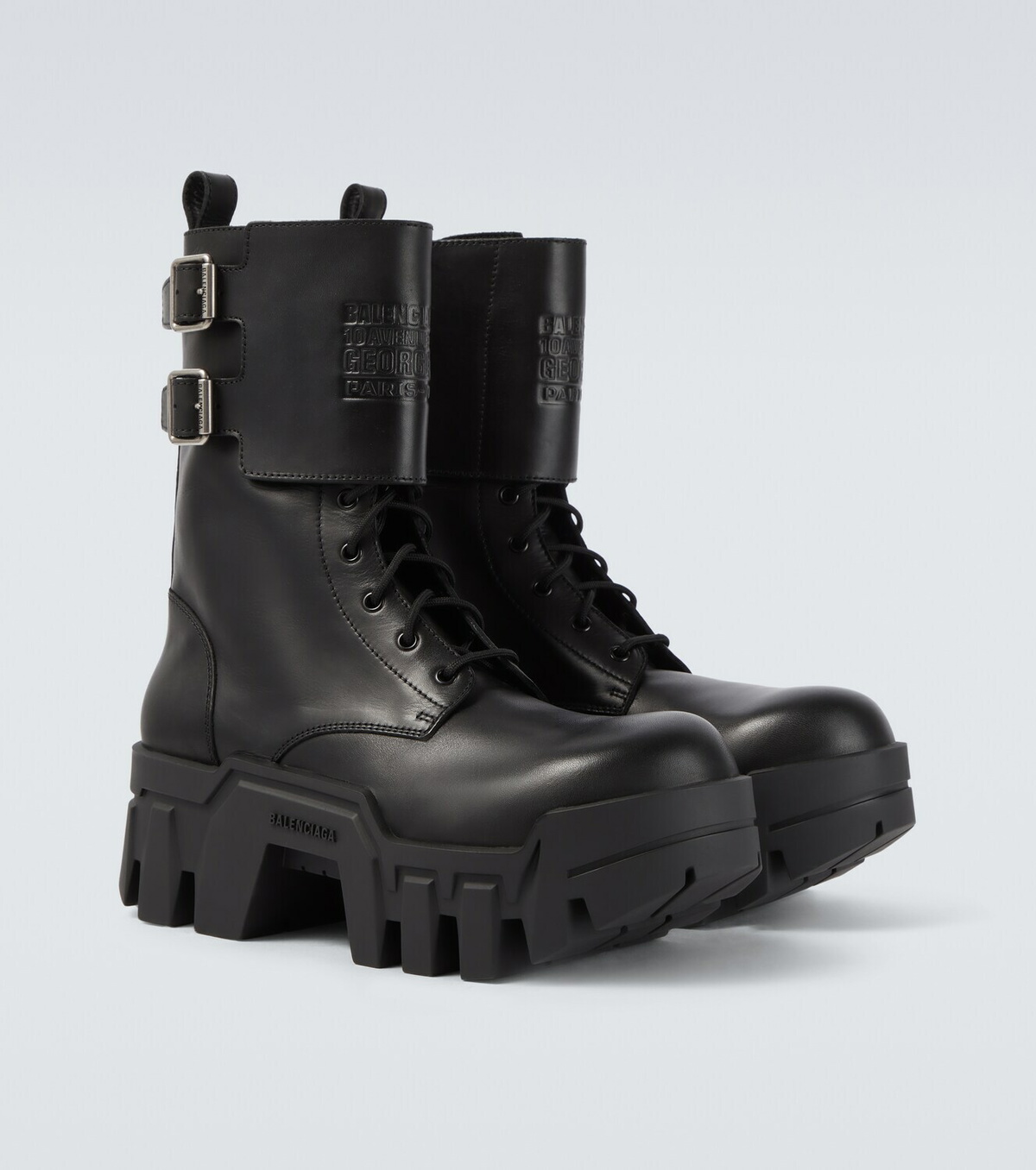 Balenciaga Bulldozer debossed leather combat boots