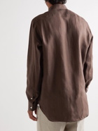 De Petrillo - Grandad-Collar Linen Shirt - Brown