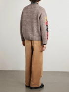 KAPITAL - Peckish Totem Pole Intarsia Wool Sweater - Gray