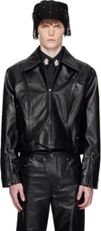 Kiko Kostadinov Black Kraner Cropped Leather Jacket