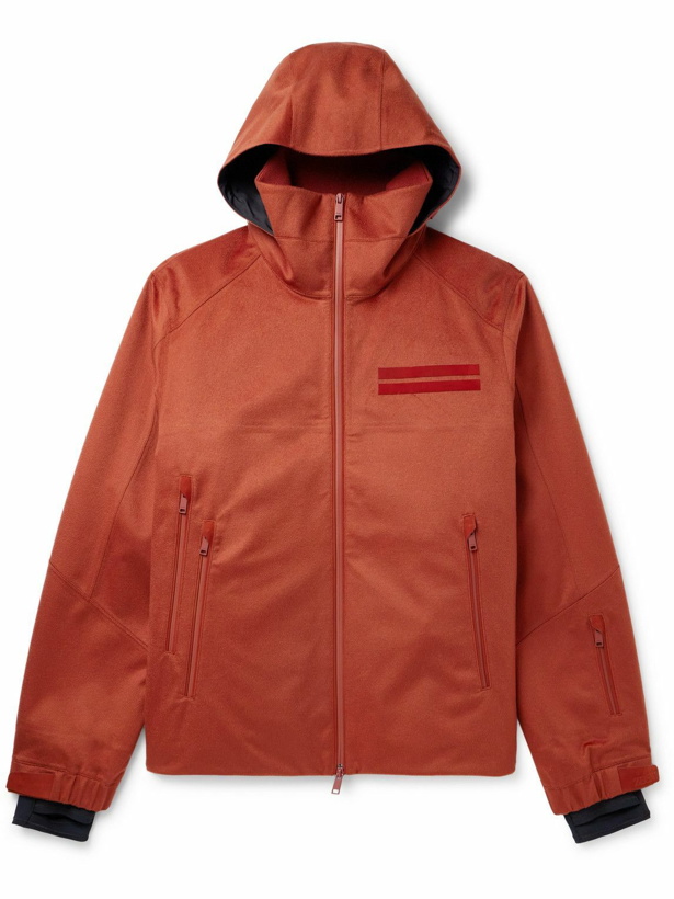 Photo: Zegna - Convertible Leather-Trimmed Cashmere Down Hooded Ski Jacket - Red