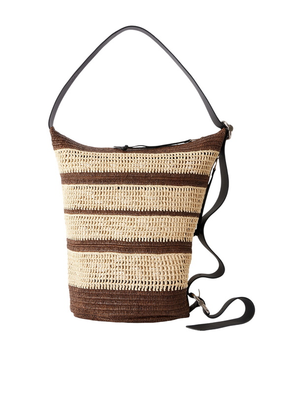 Photo: LOEWE - Paula's Ibiza Loop Bucket Medium Leather-Trimmed Raffia Tote Bag