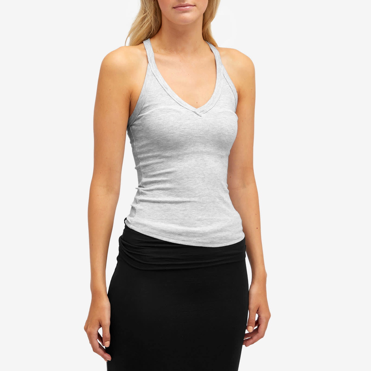 Joah Brown Women's V-Neck Racerback Tank Top in Pearl