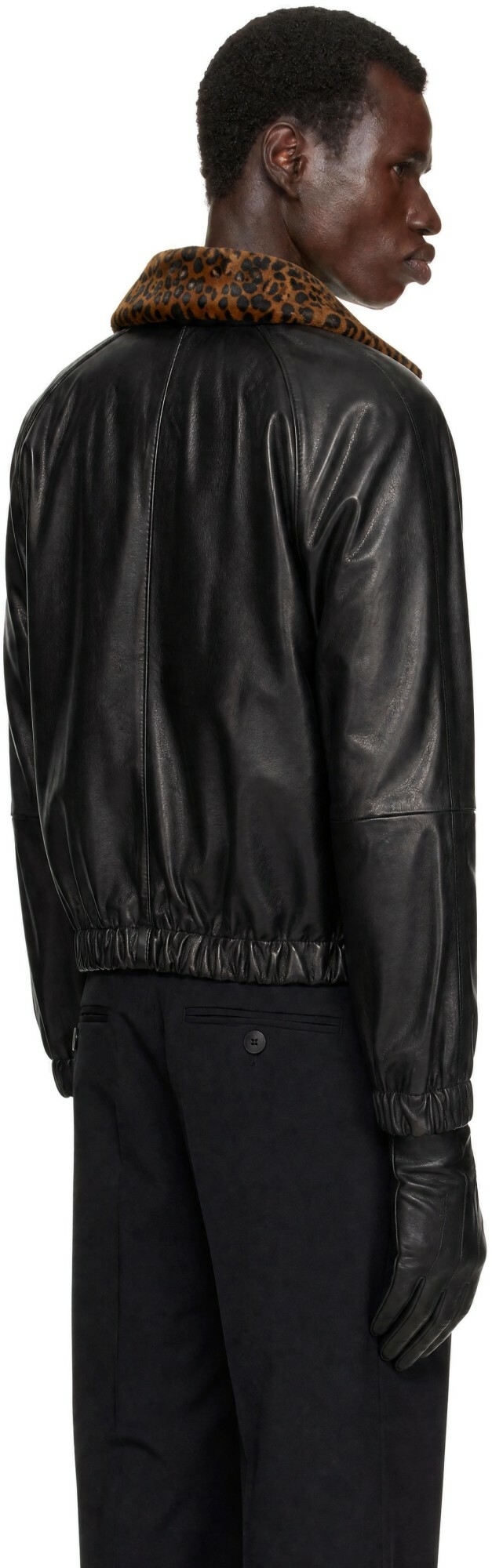 Ernest W. Baker SSENSE Exclusive Black Leather Harrington Jacket