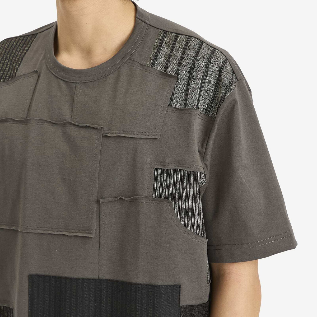 たくわたまさ Junya Watanabe MAN Men's Patchwork T-Shirt in Grey Mix Junya