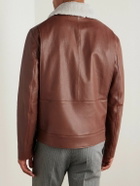 Paul Smith - Shearling-Trimmed Leather Jacket - Brown
