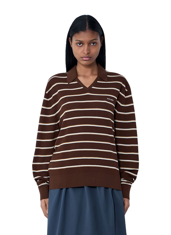 Photo: Miu Miu Striped Knit Polo Sweater