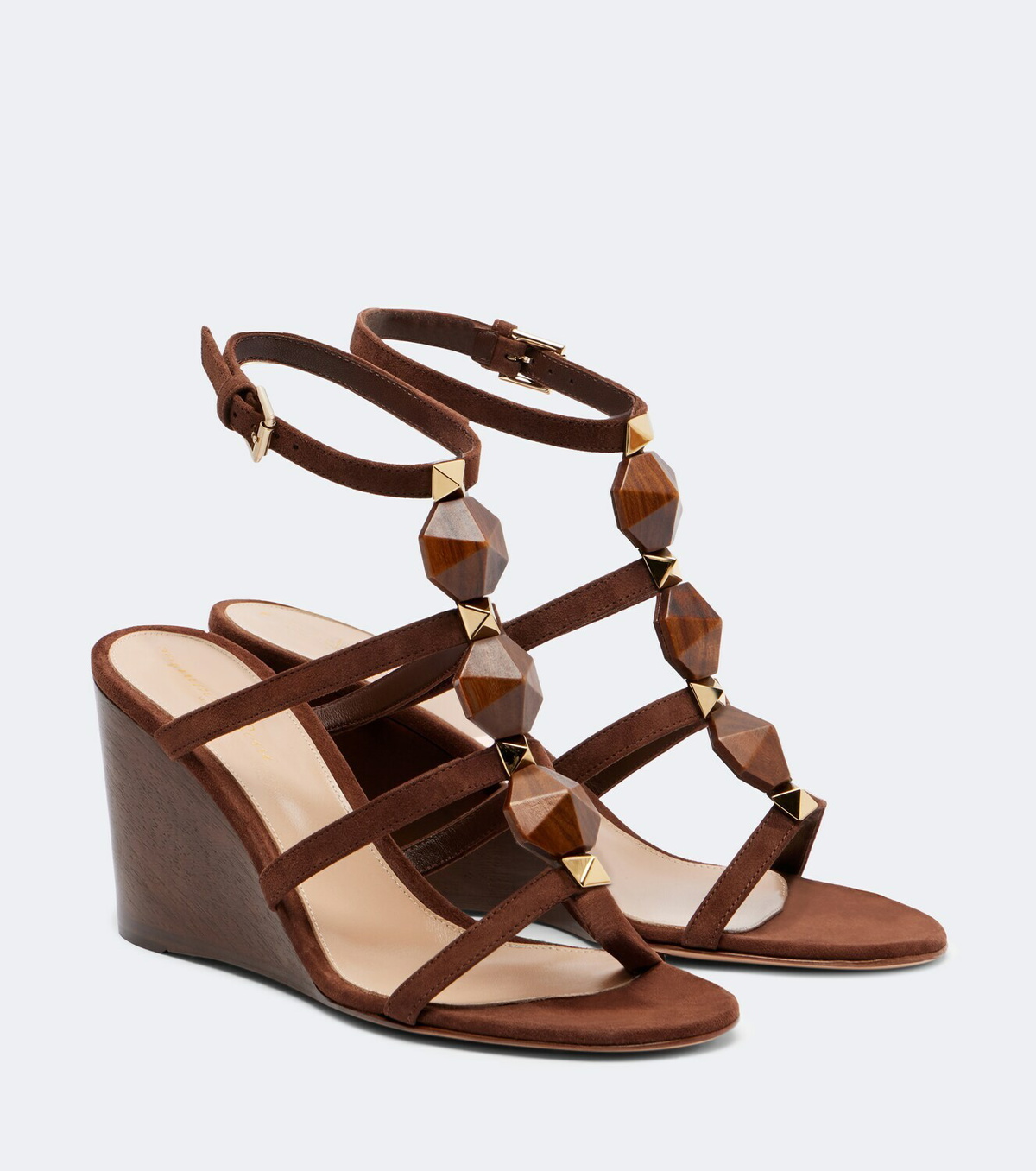 Gianvito Rossi Studded suede wedge sandals