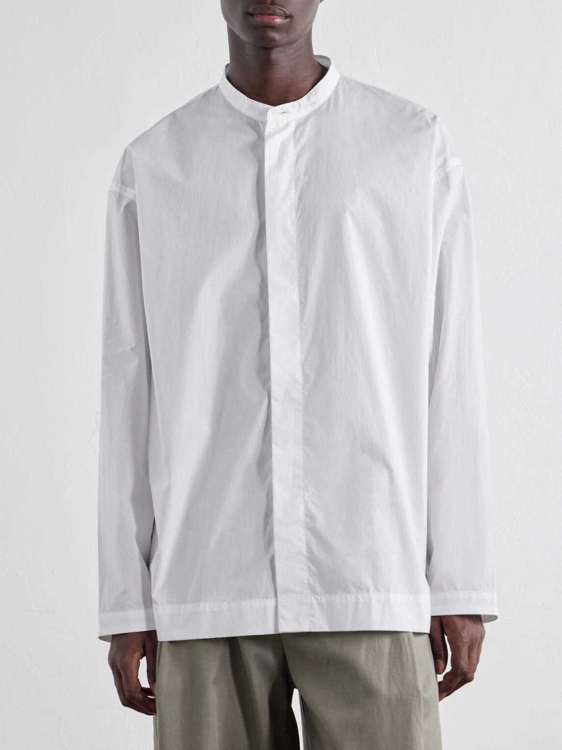 Studio Nicholson - Grandad-Collar Cotton-Poplin Shirt - White