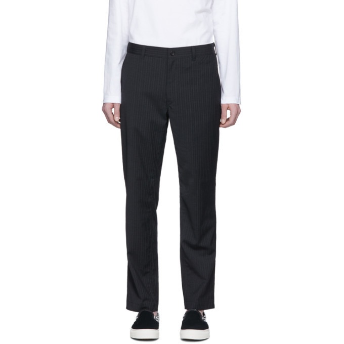 Photo: Comme des Garcons Homme Grey and White Stripe Trousers