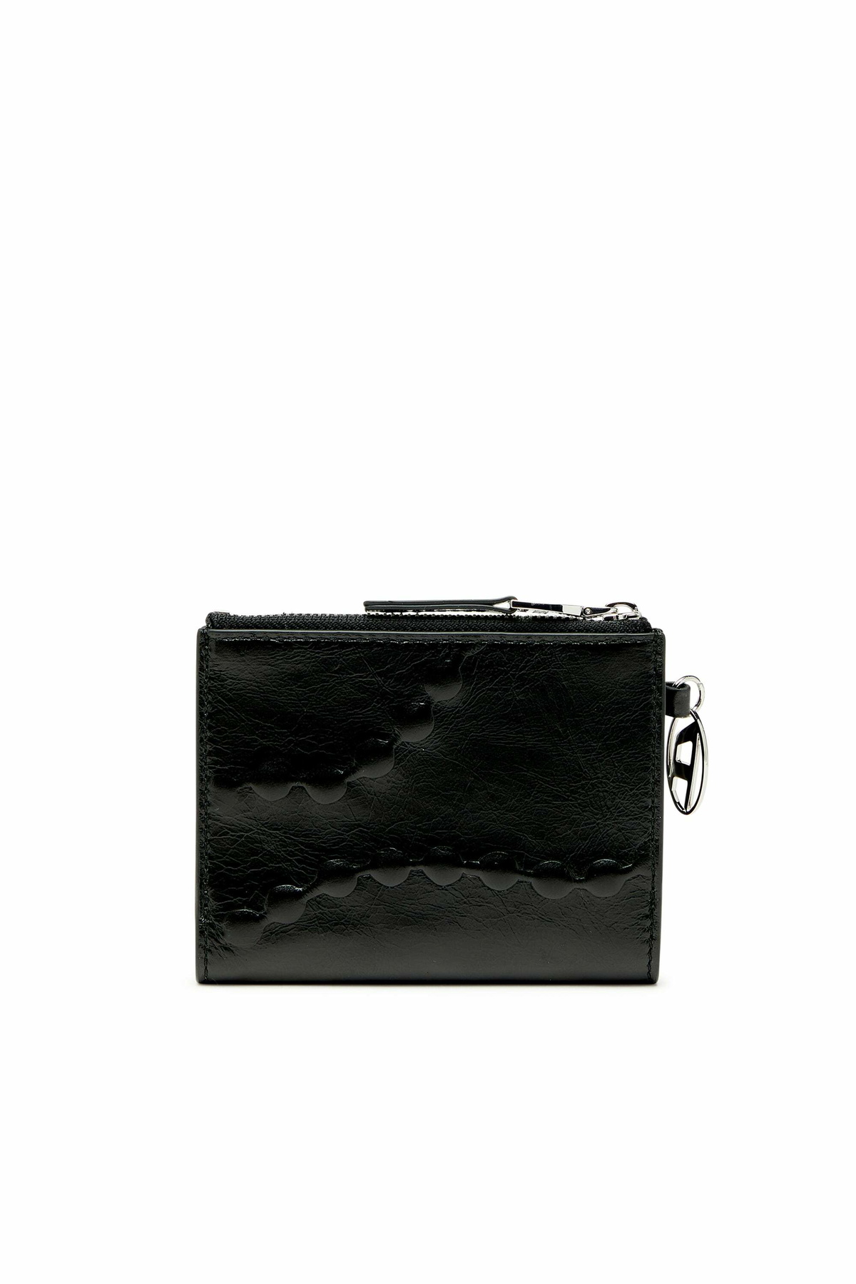 Diesel Leather bi-fold wallet with embossed chain motif - Small Wallets Womens in Black