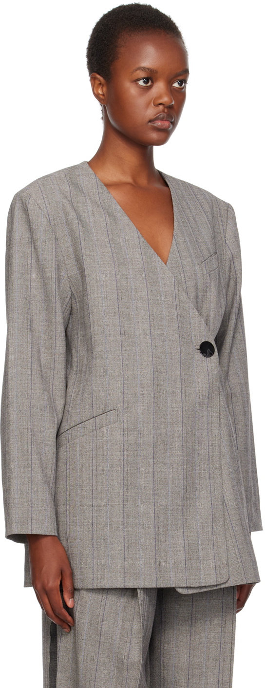 GANNI Gray Relaxed-Fit Blazer GANNI